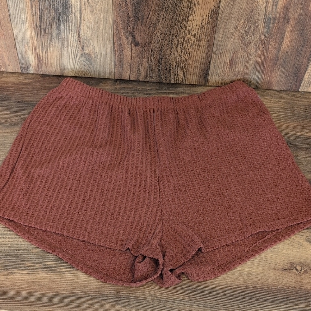 Burnt Orange Rusty Ribbed Lounge Sleep Shorts XL      -513C